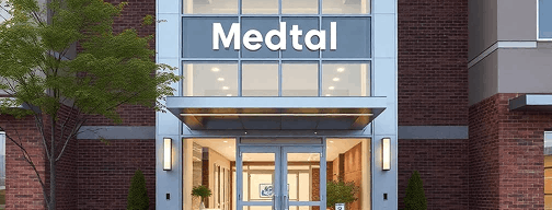 modern medical facility exterior, welcoming entrance, professional healthcare building