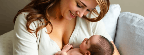 mother bonding with newborn baby, skin to skin contact, peaceful nurturing moment